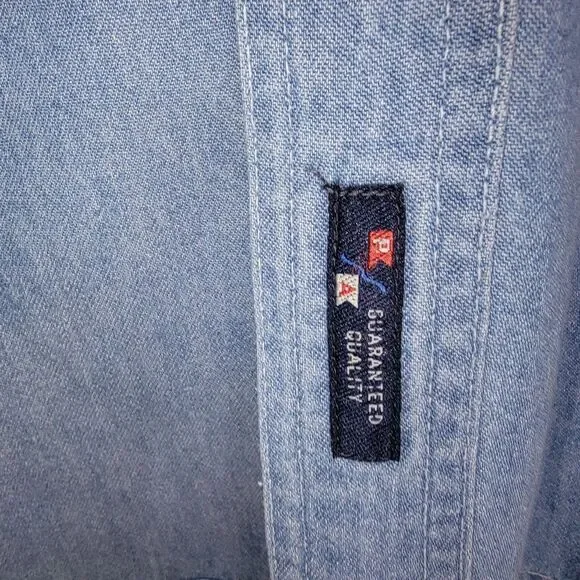 Port & Company Vintage Secret Service Denim Button Up Shirt Size 3xl